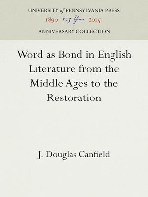 cover image of Word as Bond in English Literature from the Middle Ages to the Restoration